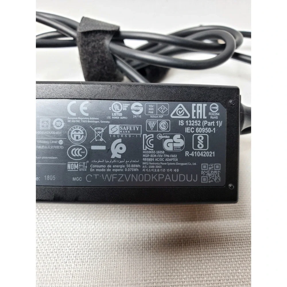 Genuine HP 45W Laptop Charger 19.5V 2.31A TPN-FA02 741727-001 854054-005 AC Adap